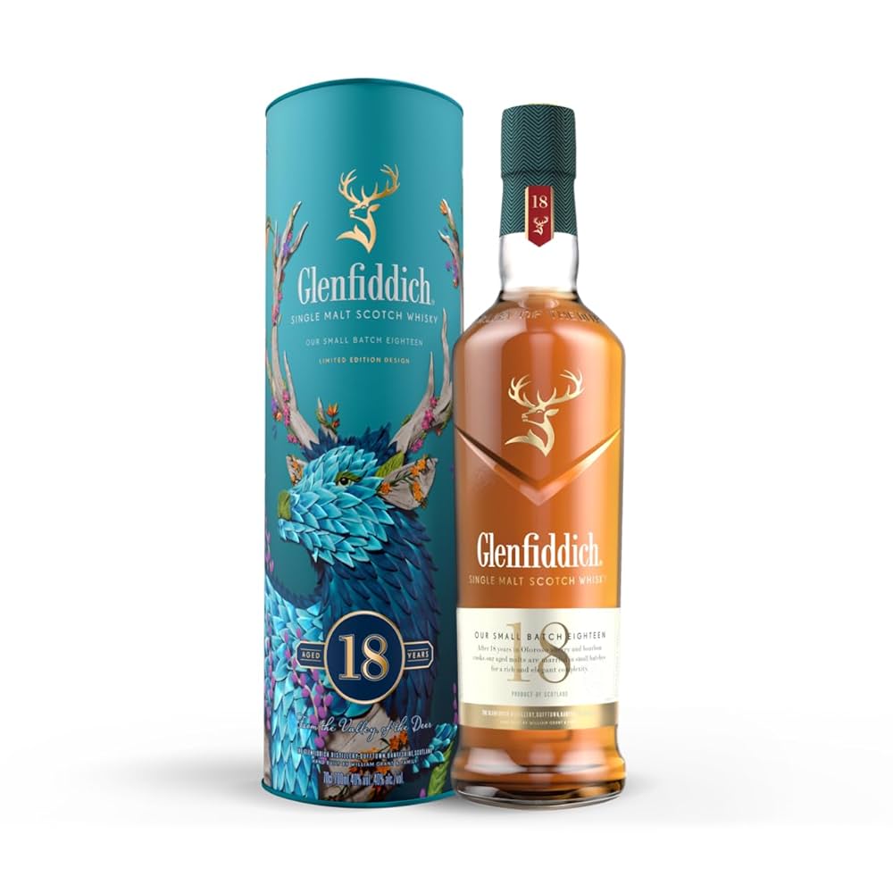 Glenfiddich 18 Year Old Single Malt Scotch Whisky with Gift